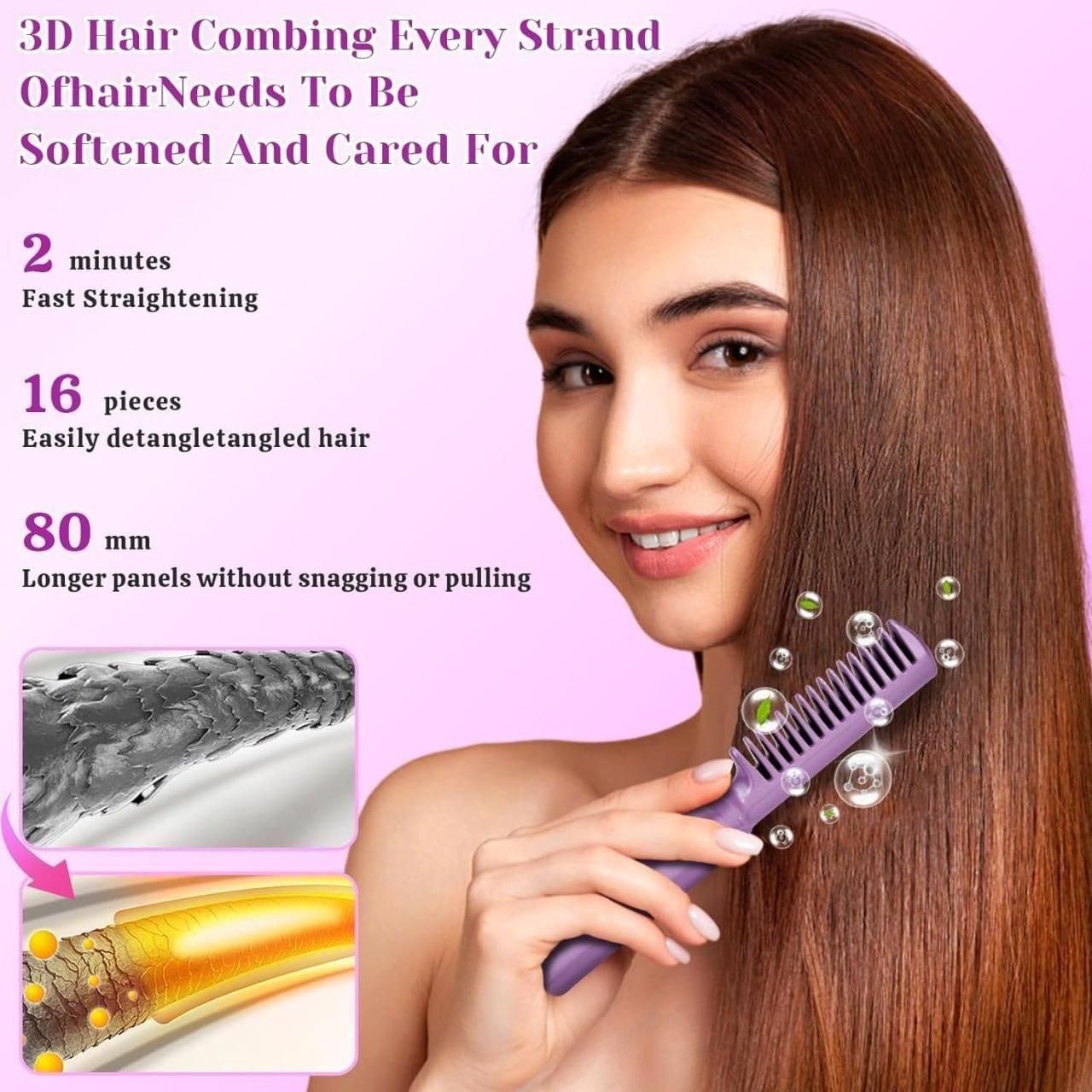 Meneflix Portable Mini Hair Straightener Cordless Rechargeable Mini Adjustable Hair Straightener Hot Comb new1wu-ts