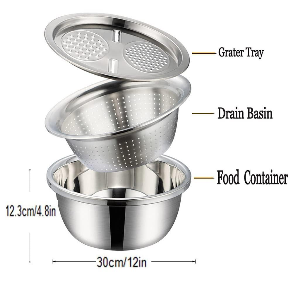 3 in 1 Multifunctional Grater Basin Stainless Steel Colanders Set new1wu-ts