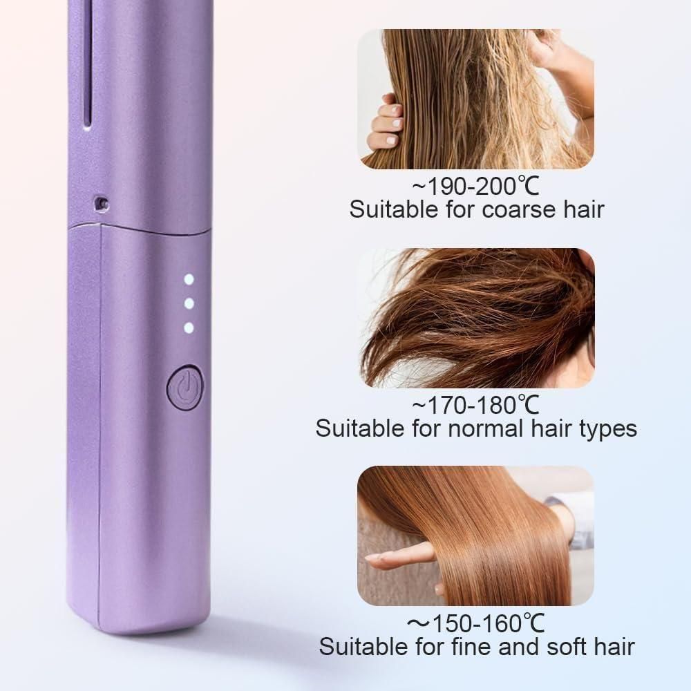 Meneflix Portable Mini Hair Straightener Cordless Rechargeable Mini Adjustable Hair Straightener Hot Comb new1wu-ts