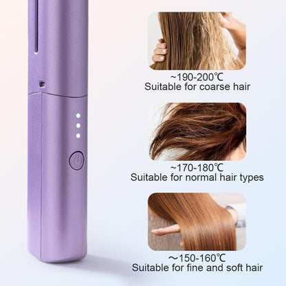 Meneflix Portable Mini Hair Straightener Cordless Rechargeable Mini Adjustable Hair Straightener Hot Comb new1wu-ts