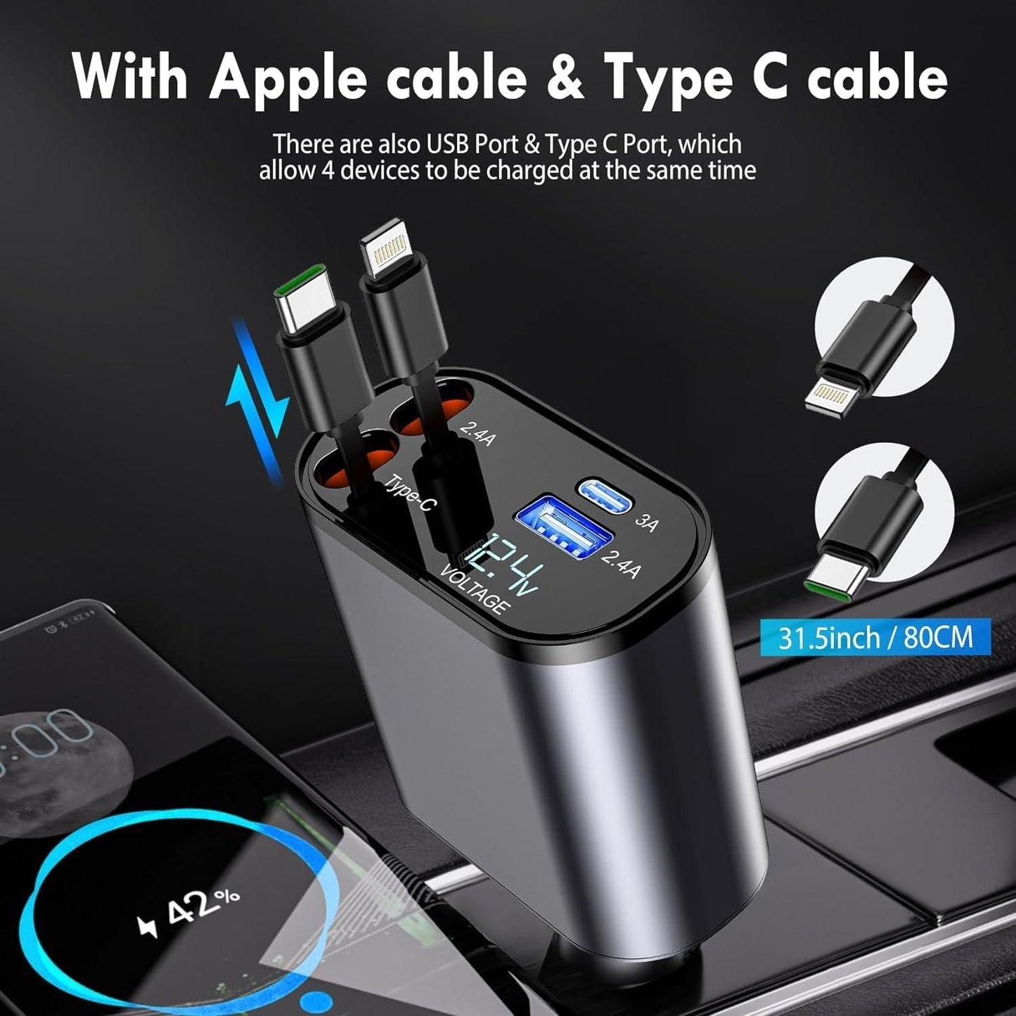 Retractable Car Charger new1wu-ts