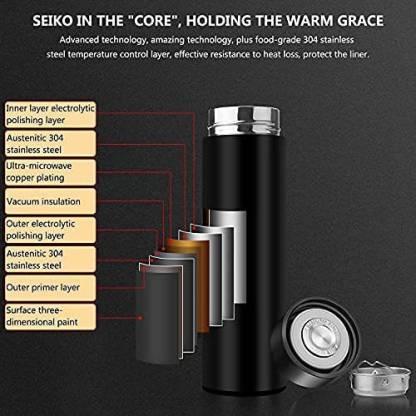 Stainless Steel Temperature Water Bottle Thermos, Double Wall Vacuum Intelligent Cup with LCD Smart Display (500 ML) new1wu-ts